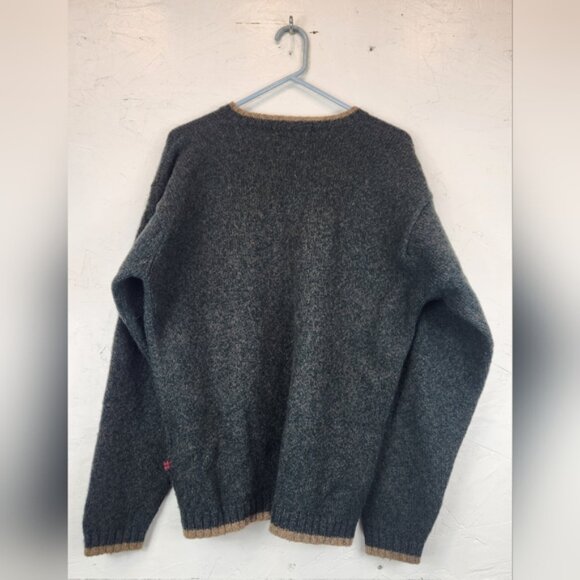 Woolrich Sweater Men Size‎ Large Green Pullover V-Neck Casual Knit Wool Blend - Picture 2 of 4